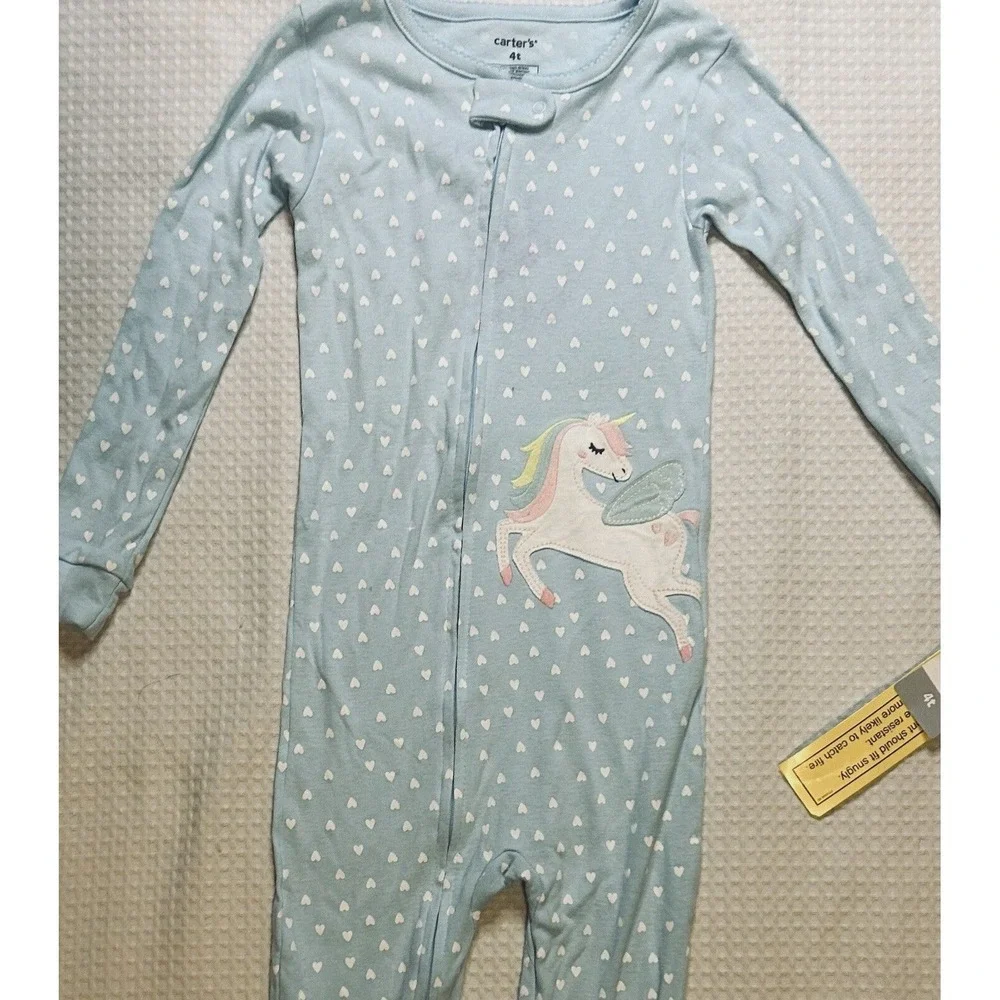 Carter's NEW - Unicorn Cotton Pajama PJs 1 pc Toddler Girl's 4T Sleeper Footie